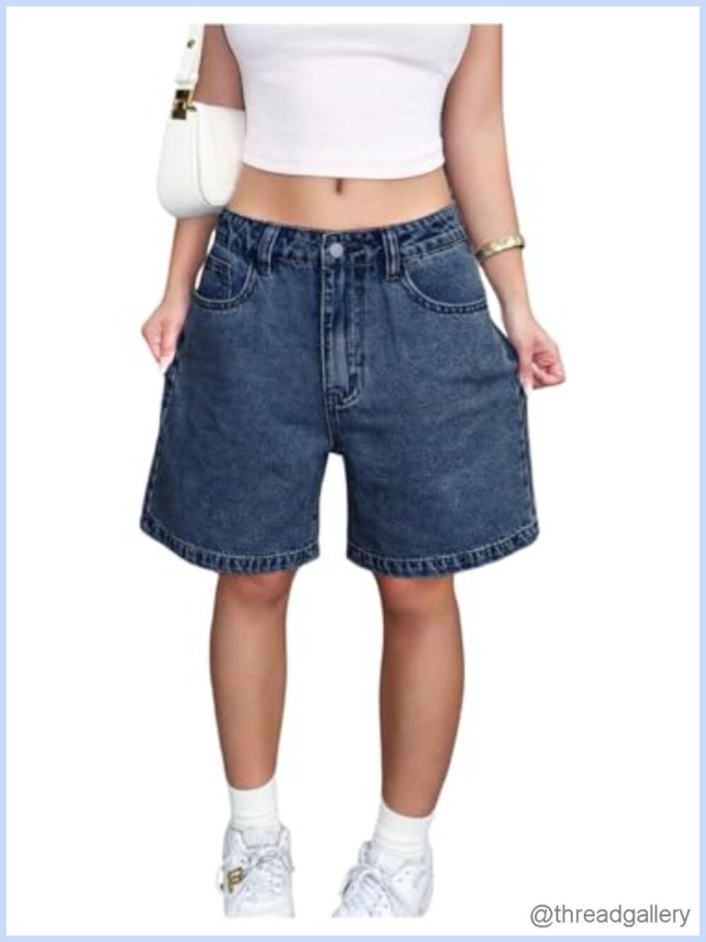 Women's Baggy Y2K Denim Shorts Straight Leg Loose Jean Shorts with Pockets